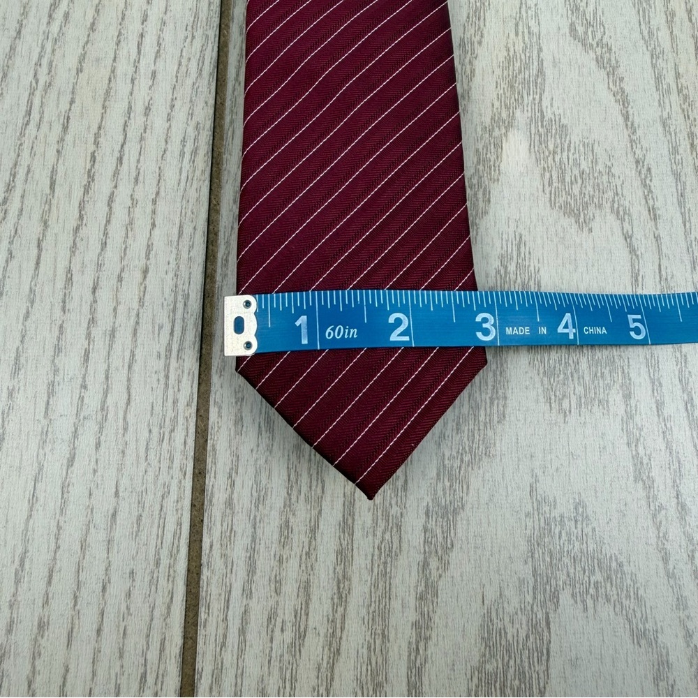 814 Alfani Men's Tie Ozark Stripe 601 Burgundy (Red) $55 Polyester - Picture 2 of 5